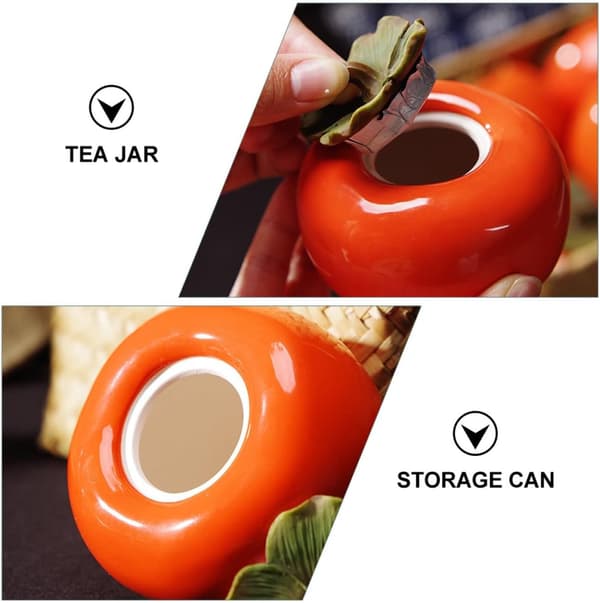 2 st keramikburkar i persimonform, bärbar teburk 200 ml