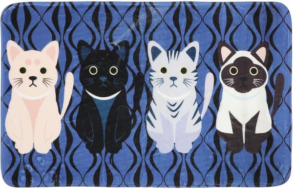 Badrumsmatta tecknad kattmönster dörrmatta 50 * 80cm polyester slitstark vattenabsorption