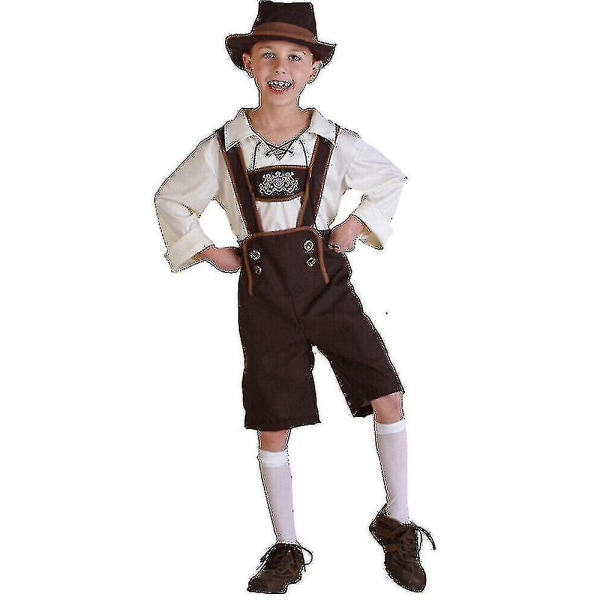 Barn bayerska Lederhosen tyska Oktoberfest Shorts öl kostym 125-135cm Boys