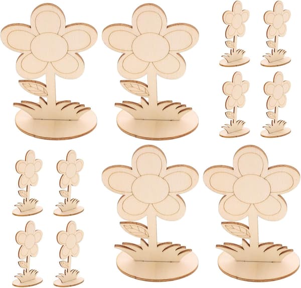 Obehandlade träblommor utskärningar Träpysselblommor Lätta att måla 12 st