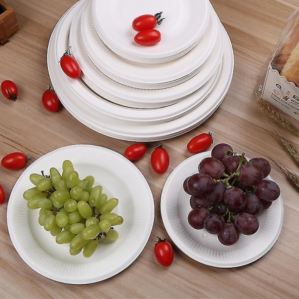 100pcs Disposable Plates 6 Inch White Cake Paper Pan