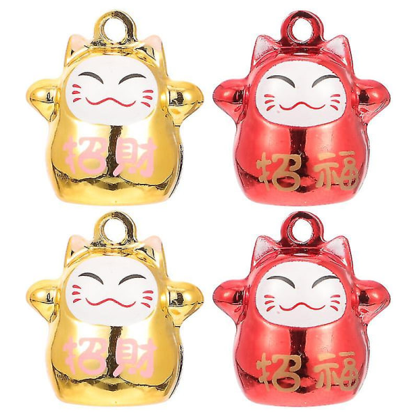 4 stk Luck Cat Bell Unik Cat Bell Decor Bell Cat Diy Decor Accessory (tilfeldig stil)