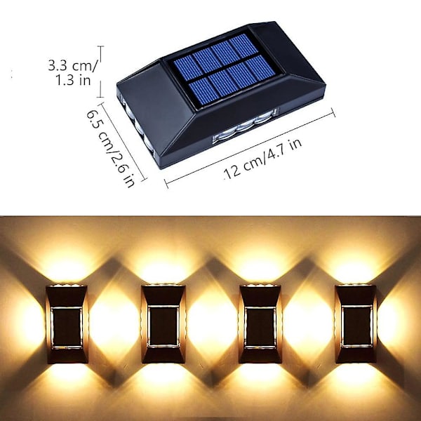 4 st 12 LED Solcellslampa för utomhusvägg, IP65 Vattentät