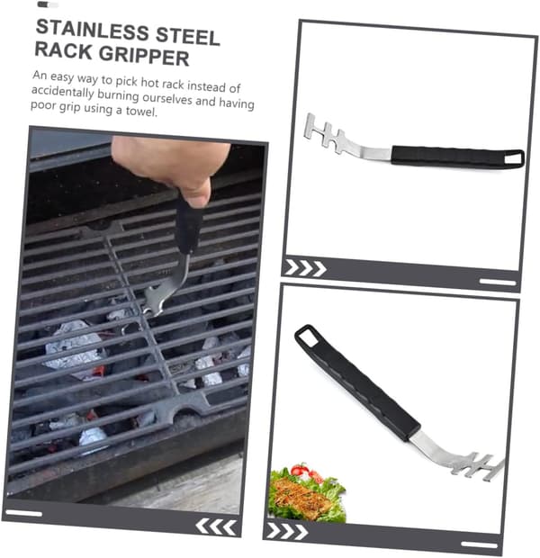 2 stk. grillristløftere i rustfrit stål til håndtering af varme riste BBQ-tilbehør