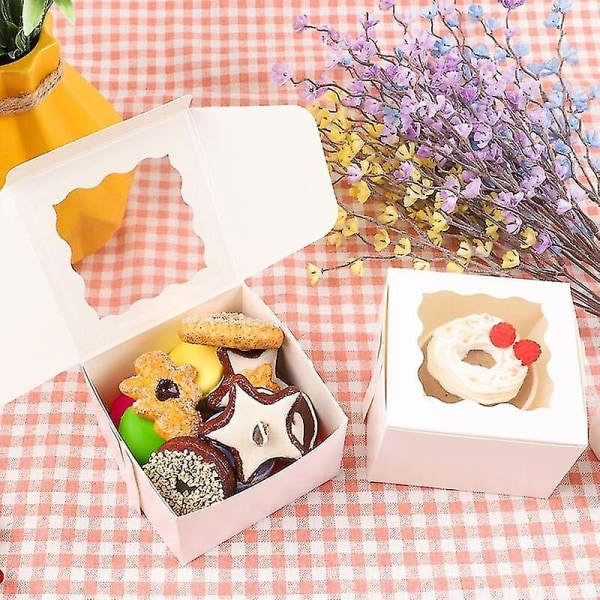 50 st Kraft Bakery Cake Boxes Fönster Bakverk Box