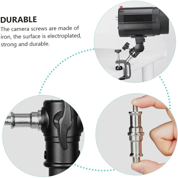 1/4 til 3/8 Adapter Gevindskrue Adapter Kit 3 stk. Studio Lysstativ Konverteringsskrue til Kameraudstyr