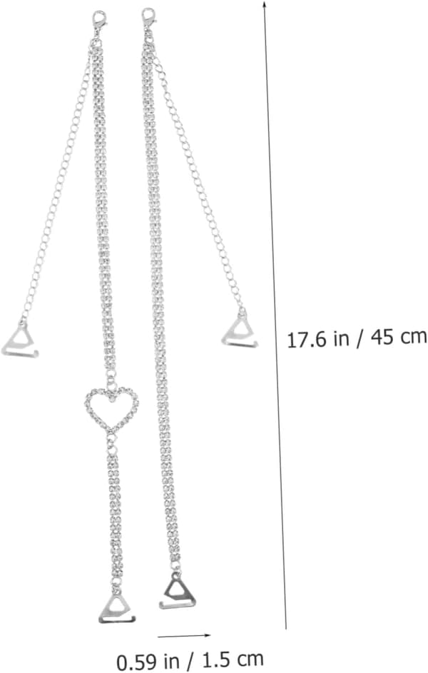 Dekorative Rhinestone BH-stropper Metall Erstatningsstropper for Stroppeløs Kjole Usynlige Skulder BH-tilbehør