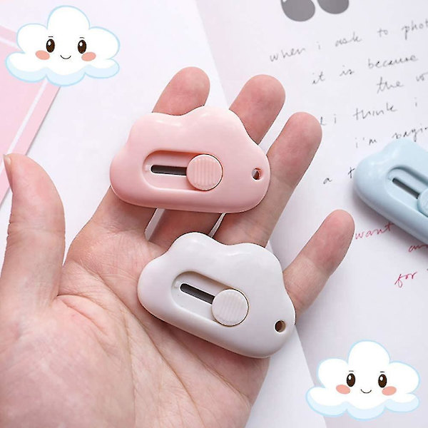 Mini Verktygsknivar Box Cutter Retraktil Brevöppnare, Kartongöppnare (rosa/blå/vit)