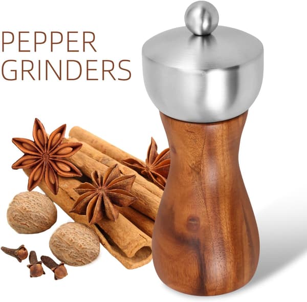 Manuell pepper- og saltkvern med keramisk kjerne og rustfritt stålhode