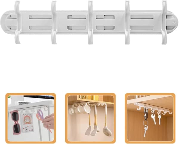 Skåp Pan Organizer Utdragbar Hängare Vit Ps Robust Material Inte Lätt att Deformera Prydnad Praktisk