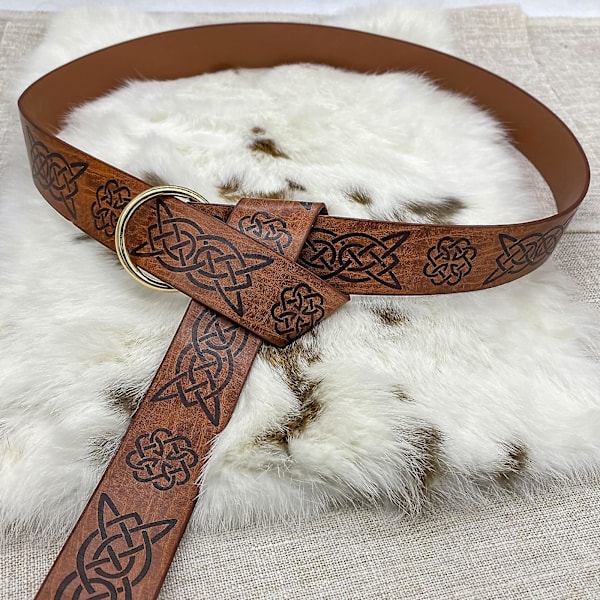Mænds Middelalder Viking Bælte Renæssance Ridder Bælte Præget PU Læder Ring Bælte Viking Tøj Tilbehør