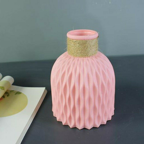 Nordisk Stil Geometrisk Bordplade Plastik Vase Blomster Planter Pot Hjem Dekoration (Pink) (1 stk)