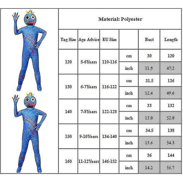Roblox Regnbue Bodystocking Børnejumpsuit Maske Kostumer Fancy Up Performance Kostume 5-6 Years