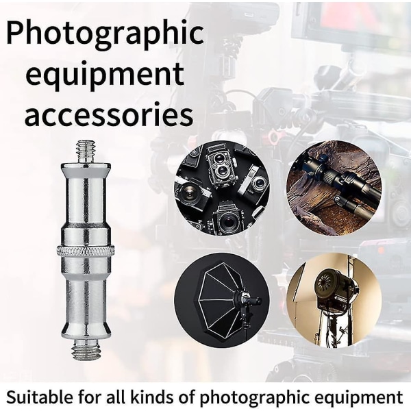 Kameraskrueadapter, standard 1/4 til 3/8 tommers metallhannomformer gjenget skrueadapter Spigot Stud