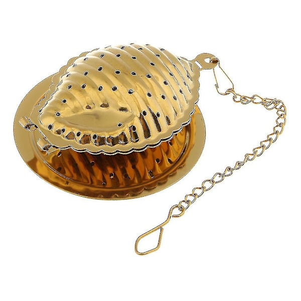 Teekoppfilter i rostfritt stål, snäckskalbryggkedja Tealäckage Enkel tekoppfilter Teefilter (färg: guld) (1 st)