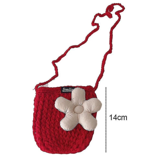 Blomsterstrikk Liten Baby Skulderveske Girl's Wool Skew Bag