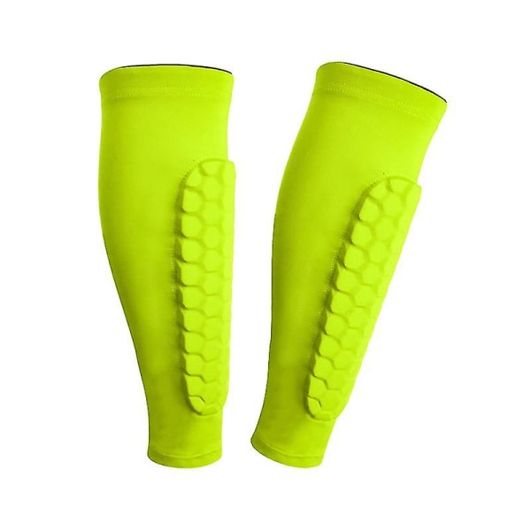 Jalkapallo Shin Guards Shin Pads Lapsille Nuorille Aikuisten, Vasikan Kompressiohiha Hunajakennopehmusteilla, Tuki Shin Splintille (2kpl, Vihreä)