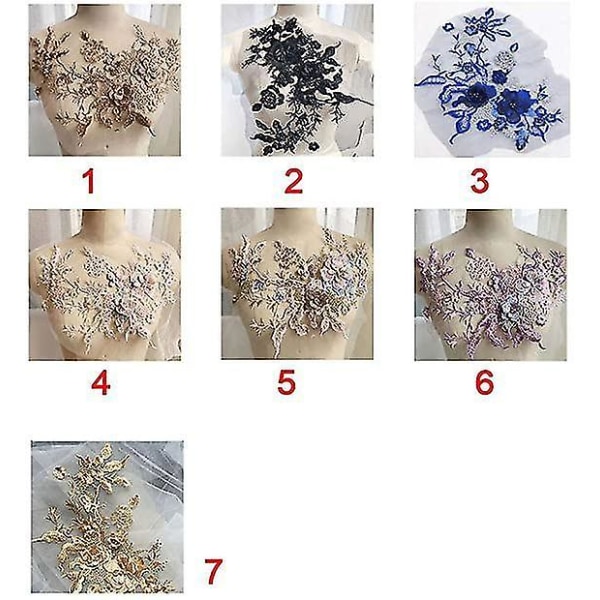 Embroidery Applique Lace Fabric Pearl Flowers Decoration