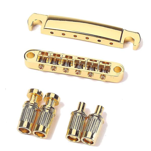 1 Set Guldpläterad Gitarrbro Låsande Tune-o-matic Bro Och Tailpiece Set