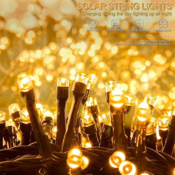 Utendørs Solar Led String Lights Vanntett Jul Festlig