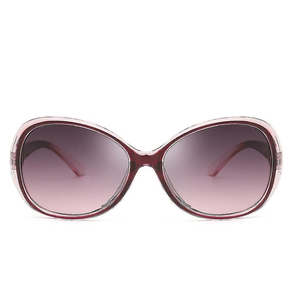 Kvinner Retro Overdimensjonerte solbriller Dame Brede nyanser Oval Elegant Eyewear, lilla boks