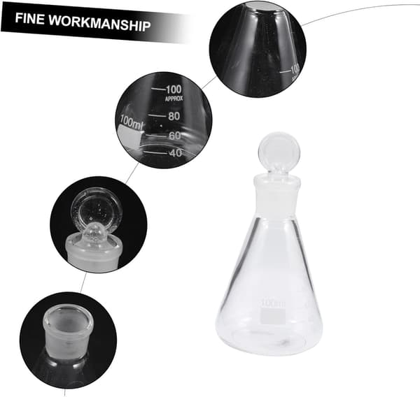 Erlenmeyer glaskolbe med solid glasprop 100 ml kemilaboratorieglas Laboratoriekolbe