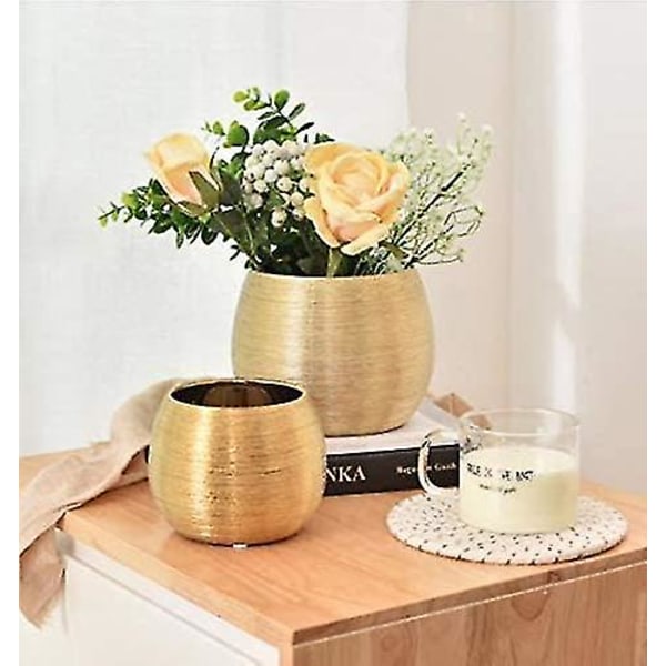 Gyllen Moderne Minimalistisk Keramisk Rund Vase For Innendørs Og Utendørs Dekorative Sukkulenter