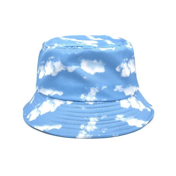 Hatt Blå Moln Tryck Ventilera Unisex Tryckt Bomulls Vikbar Bucket Hat För Sport Blue Cloud