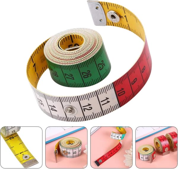 Färgglatt måttband med tryckknapp, flexibelt, 150 cm, midjemåttband