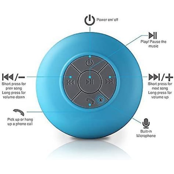 Kannettavat langattomat kaiuttimet Hifi vedenkestävä Bluetooth-suihkukaiutin imukupilla, jopa 5 tunnin P