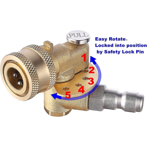 Hurtigkoblende svingbar koblingstilbehør 120 med 5 vinkler og sikkerhetslås for trykksprøytedyse