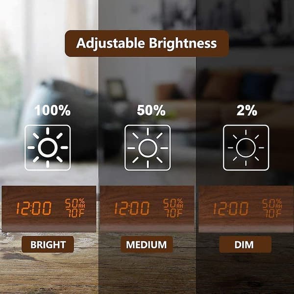 Digital väckarklocka med trädesign och LED-display, 3 larmfunktioner