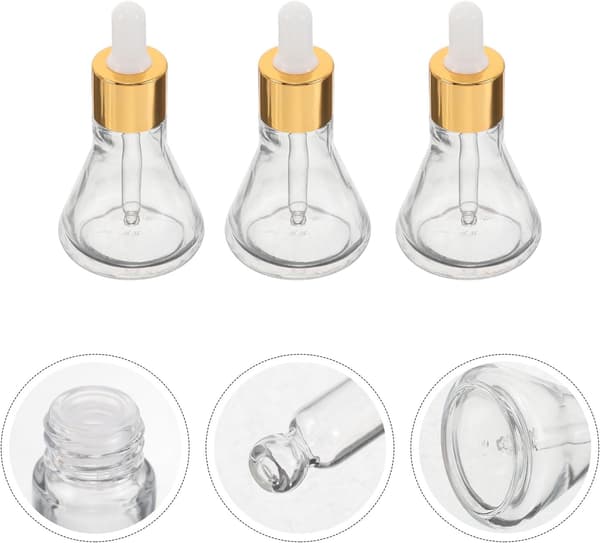 10 st 30 ml koniska glasdroppflaskor med guldkorkar, eteriska oljeflaskor med tjock botten