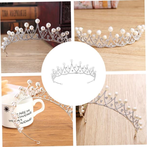 Brudekrone Perle Rhinestone Hodeplagg Elegant Bryllupshårdekor