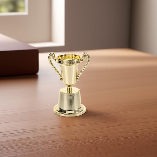 4 stk Mini Gull Plast Trofé Priser Sett Gull Base, Delikat Vinner Seremoni Trofé Dekor