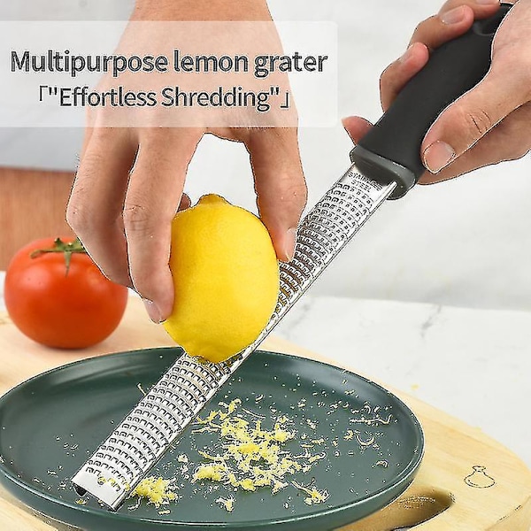 Microplane Zester rivjern i svart farge for sitrus, parmesan, ingefær, sjokolade og muskatnøtt med fint blad -xx