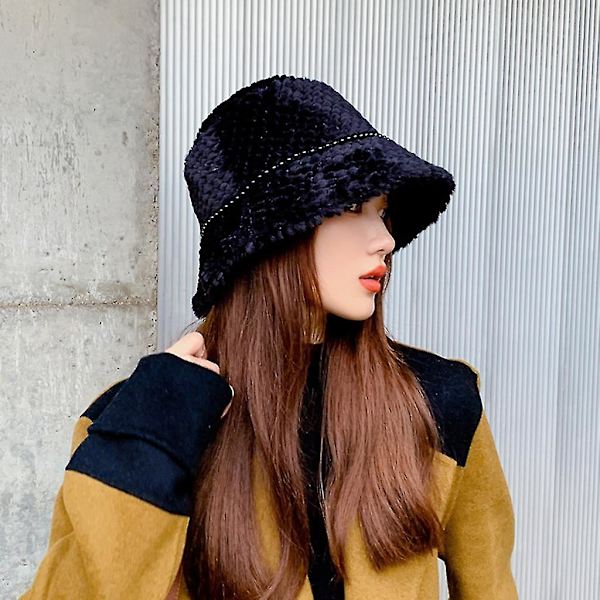 Blød Plys Basin Hat Plys Varme Perler Fiskerhue Vild Varmt Udendørs Sport Khaki