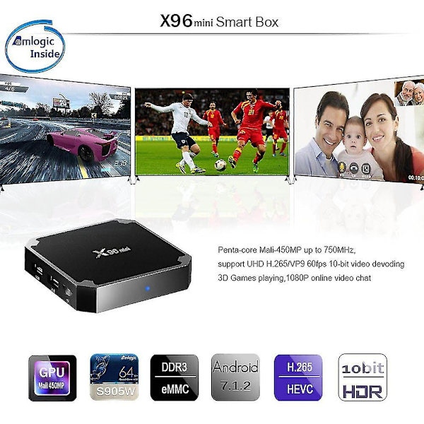 X96 Mini Android 7.1 2 Gt 16 Gt TV-laatikko Amlogic S905w H.265 4k