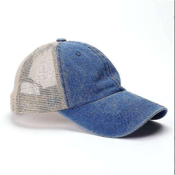 Retro Denim Baseball Cap Mesh Cap Baglæns Knap Cap