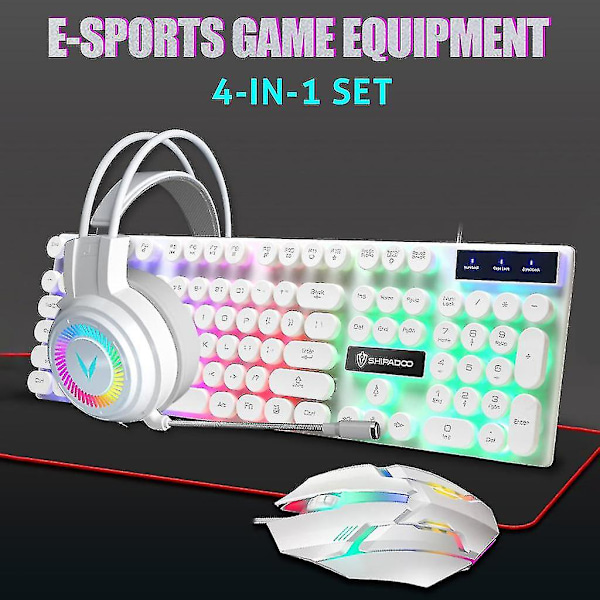 Mekansk Tastatur Mus Hodesett Med Mikrofon Stor Musematte Rgb Bakgrunnsbelyst