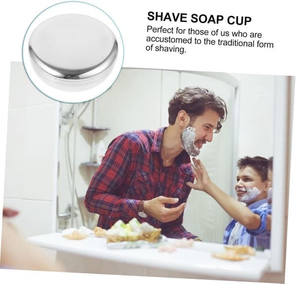 Barbersåpekopp i rustfritt stål for menn, barberingskål med glatt overflate