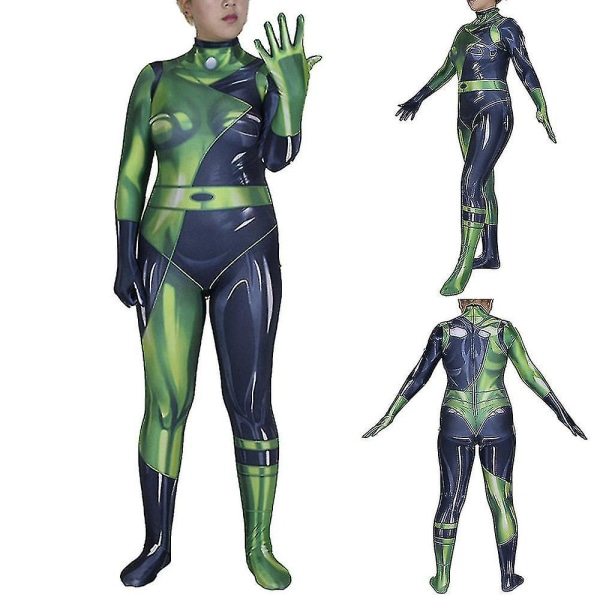 Shego Costume Fancy Up Bodysuit Jumpsuit för kvinnor, vuxna 2XL
