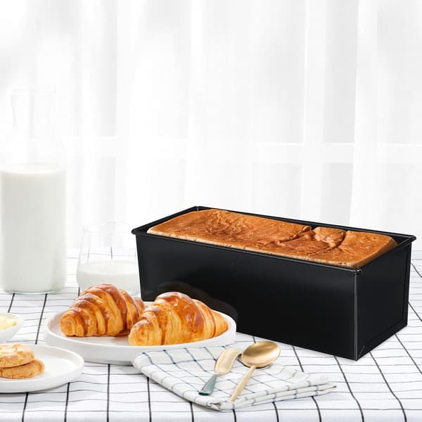 Rektangulär brödform med lock, brödbehållare 750g plåt med skjutlock