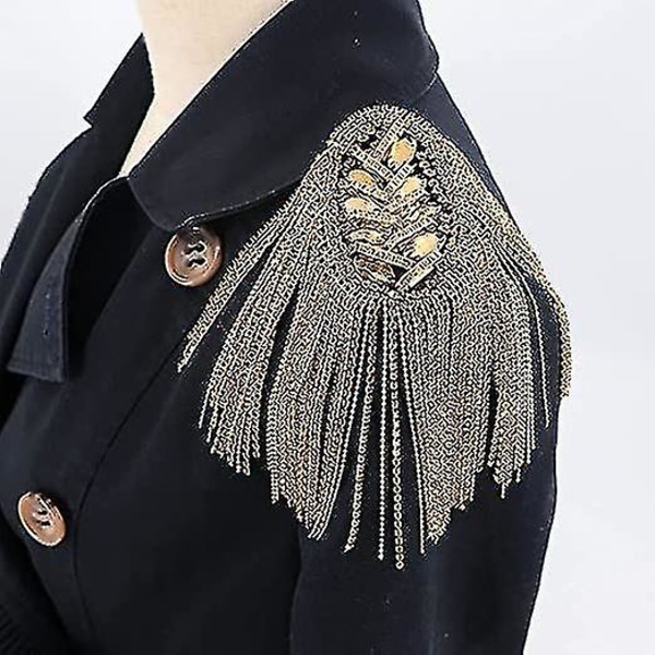 2 st Rhinestone-prydda fransar axelklaffar broschnålar (guld)