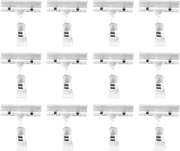 25 stk. dobbelthodede prislappklemmer, supermarkedetikettholderklemme for utstilling av butikkhylleskilt