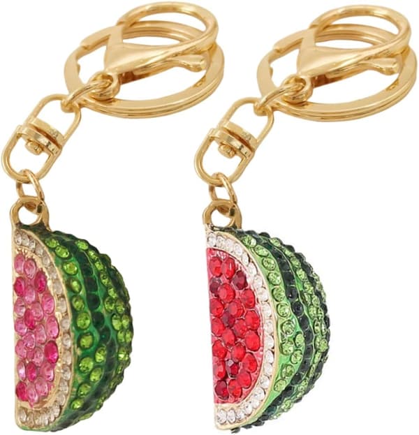 2 st Vattenmelonskiva Nyckelring Väskhänge Strass Frukt Hängande Berlock
