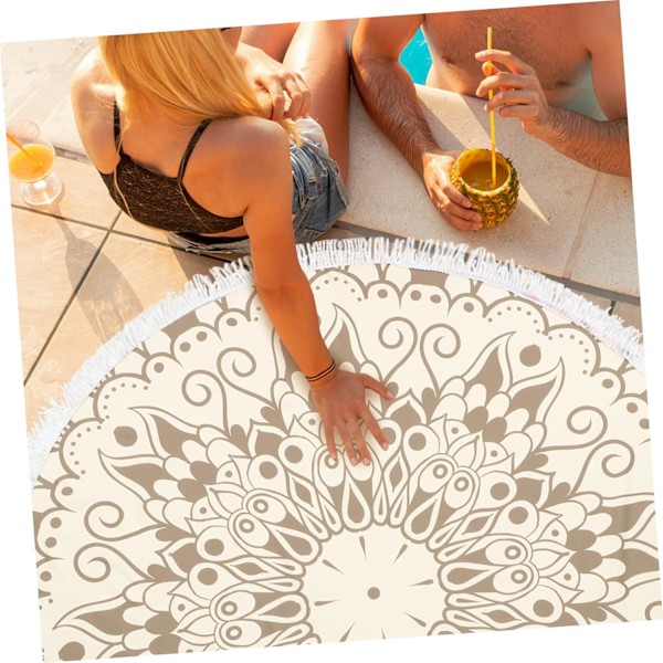 Mikrofiber Strandhåndklæde Mandala Print Hurtigtørrende Genanvendeligt Badehåndklæde Cm Rundt Vægtæppe