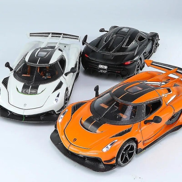 1:24 Koenigsegg Jesko Supercar Alloy Die Cast Leketøy Bilmodell Lyd og lys Trekk tilbake Barneleke Samleobjekter Bursdagsgave White