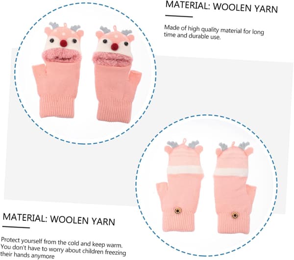 Pojke Flicka Halvfinger Vindtäta Handskar Bedårande Varma Ullgarnvantar