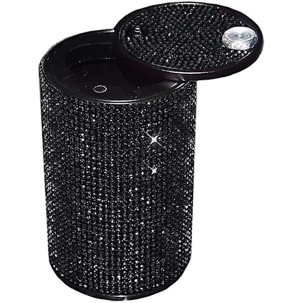 Bilar Ashtray med Lock Ashtray Hot Drill Ashtray för Bil Hem Kontor Dekoration Bildelar Gåvor för Kvinnor black